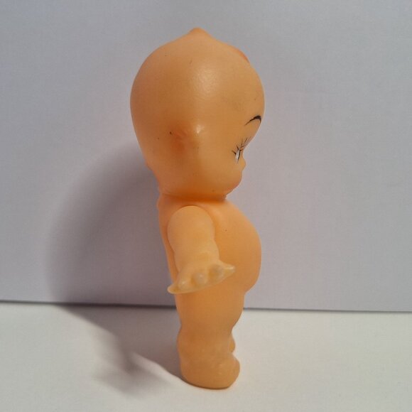 Vintage Kewpie Doll 4.5" Tall With Red & White Handmade Crocheted Dress - Picture 6 of 9